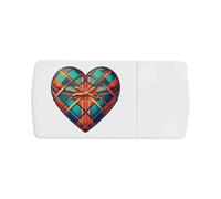 Azeeda 'Tartan Love Heart' Pill Box with Tablet Splitter (PI00035869)