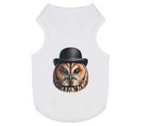 Azeeda 'Tawny Owl Wearing Bowler Hat' Pet Dog/Cat T-Shirt, L (PT00162295)