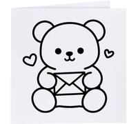 Azeeda 'Teddy Bear Holding Love Letter' Blank Greeting Card (GC00089803)