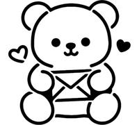 Azeeda 'Teddy Bear Holding Love Letter' Reusable Stencil - Durable Decorative Template for Painting and Spraying on Walls, Tiles, Wood, Fabric & Craft Projects - XL (A3) (WS00083434)
