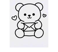 Azeeda 'Teddy Bear Holding Love Letter' Temporary Tattoo - Water Resistant, Skin-Safe, Non-Toxic Transfer (TO00098589)