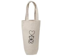 Azeeda 'Teddy with Heart Shaped Balloon' Cotton Wine Bottle Gift/Travel Bag (BL00045963)