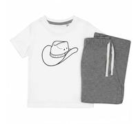Azeeda 'Texas Cowboy Hat' Kids Cotton Pyjama Set - Comfortable Children's Nightwear, Sleepwear and Loungewear - Unisex for Boys and Girls - Grey, 5-6 Years (KP00144098)