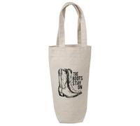 Azeeda 'The Boots Stay On with Cowboy Boots' Cotton Wine Bottle Gift/Travel Bag (BL00043492)