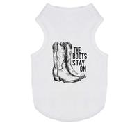 Azeeda 'The Boots Stay On with Cowboy Boots' Pet Dog/Cat T-Shirt, M (PT00161906)