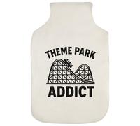 Azeeda 'Theme Park Addict' Hot Water Bottle Cover (HW00053257) | Soft Fabric Case for Bedtime, Winter Warmth, Home and Gifts