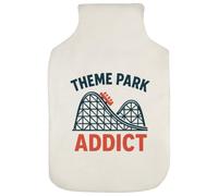Azeeda 'Theme Park Addict' Hot Water Bottle Cover (HW00053258) | Soft Fabric Case for Bedtime, Winter Warmth, Home and Gifts