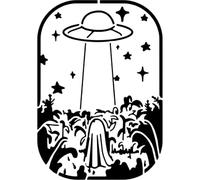 Azeeda 'There's a UFO in The Cornfield Outline Art' Stencil/Template (WS00081301)