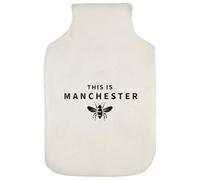 Azeeda 'This is Manchester Bee' Hot Water Bottle Cover (HW00051776) | Soft Fabric Case for Bedtime, Winter Warmth, Home and Gifts