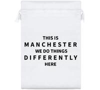 Azeeda 'This Is Manchester' Satin Gift Bag - 25cm (SB00160587) | Drawstring Gift Pouch for Wedding Favours, Jewellery and Parties