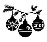 Azeeda 'Three Christmas Baubles' Reusable Stencil - Durable Decorative Template for Painting and Spraying on Walls, Tiles, Wood, Fabric & Craft Projects - M (A5) (WS00058164)