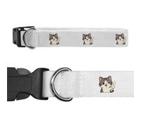 Azeeda 'Thumbs Up Cat' Dog Collar - White, L (PR00086538)