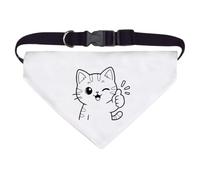 Azeeda 'Thumbs Up Cat' Pet Bandana - White, L (PD00086586)