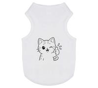 Azeeda 'Thumbs Up Cat' Pet T-Shirt - White, L (PT00196751)