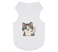 Azeeda 'Thumbs Up Cat' Pet T-Shirt - White, L (PT00196755)
