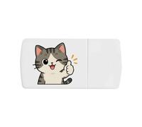 Azeeda 'Thumbs Up Cat' Pill Box with Splitter (PI00045582)