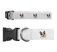 Azeeda 'Thumbs Up French Bulldog' Dog Collar - White, S (PR00086397)