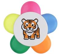 Azeeda 'Tiger Pixel Art' Flower Shape Highlighter Pen (HL00044311)