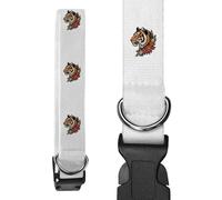 Azeeda 'Tiger with Flowers' Dog Collar - White, L (PR00083416)