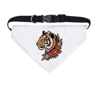 Azeeda 'Tiger with Flowers' Pet Bandana - White, L (PD00083466)