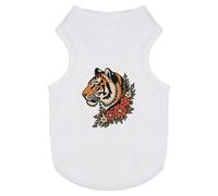 Azeeda 'Tiger with Flowers' Pet T-Shirt - White, S (PT00190457)