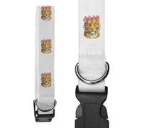 Azeeda 'Tiger With Pink Bows' Dog Collar - White, S (PR00082189)
