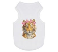 Azeeda 'Tiger With Pink Bows' Pet T-Shirt - White, L (PT00188007)