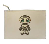 Azeeda 'Tiny Robot' Canvas Zip Clutch Bag (CL00055512)