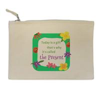 Azeeda 'Today Is A Gift' Canvas Clutch Bag/Accessory Case (CL00047226)