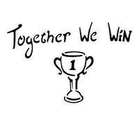 Azeeda 'Together We Win with Trophy' Reusable Stencil - Durable Decorative Template for Painting and Spraying on Walls, Tiles, Wood, Fabric & Craft Projects - L (A4) (WS00055543)