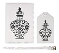 Azeeda 'Traditional Floral Pattern Vase ' Passport Cover & Luggage Tag Travel Set (PA00033909)