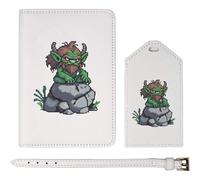 Azeeda 'Troll on Rock' Passport Travel Set - White (PA00043571)