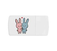 Azeeda 'Two Bunnies in Love with Heart' Pill Box with Tablet Splitter (PI00036642)