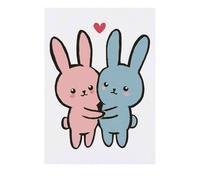 Azeeda 'Two Bunnies in Love with Heart' Temporary Tattoo - Water Resistant, Skin-Safe, Non-Toxic Transfer (TO00088989)