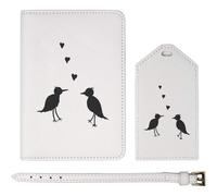 Azeeda 'Two Little Love Birds' Passport Cover & Luggage Tag Travel Set (PA00033640)