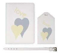Azeeda 'Two Love Hearts' Passport Cover & Luggage Tag Travel Set (PA00034751)