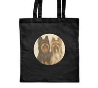 Azeeda 'Two Yorkshire Terriers Portrait' Classic Black Tote Shopper Bag (ZB00025341)