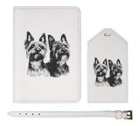 Azeeda 'Two Yorkshire Terriers Portrait' Passport Cover & Luggage Tag Travel Set (PA00034456)