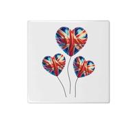 Azeeda 'Union Jack Heart Balloons' 108mm Square Ceramic Tile (TD00040551)