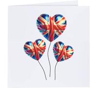Azeeda 'Union Jack Heart Balloons' Blank Greeting Card (GC00090573)