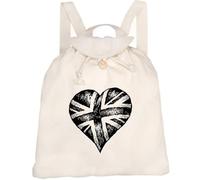 Azeeda 'Union Jack Heart' Canvas Rucksack/Backpack (RK00049865) | Drawstring Day Bag for School, Travel, Books and Outdoor Use