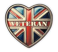 Azeeda 'Union Jack Veteran Heart' Sticker - White, 46cm (DW00131347)