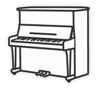 Azeeda 'Upright Piano' White Premium Vinyl Decal Sticker - Waterproof, Durable & Easy to Apply - for Car Bumpers, Windows, Bins & More - XXL (720mm) (DW00192976)