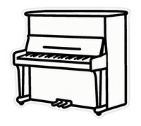 Azeeda 'Upright Piano' White Premium Vinyl Decal Sticker - Waterproof, Durable & Easy to Apply - for Car Bumpers, Windows, Bins & More - XL (460mm) (DW00192975)