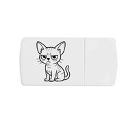 Azeeda 'Upset Feline Companion' Pill Box with Tablet Splitter (PI00037307)