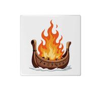 Azeeda 'Viking Funeral Pyre Ship' 108mm Square Ceramic Tile (TD00040503)