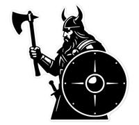 Azeeda 'Viking Warrior with Axe' Clear Premium Vinyl Decal Stickers - Waterproof, Durable & Easy to Apply - for Car Bumpers, Windows, Bins & More - Large (210mm) (DC00172427)
