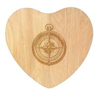 Azeeda 'Vintage Compass' Wooden Heart Shaped Chopping/Cutting Board (WB00077961)