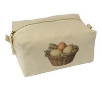 Azeeda 'Vintage Farmhouse Basket of Eggs' Canvas Wash Bag/Makeup Case (CS00051512)