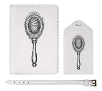 Azeeda 'Vintage Hairbrush' Passport Cover & Luggage Tag Travel Set (PA00034745)